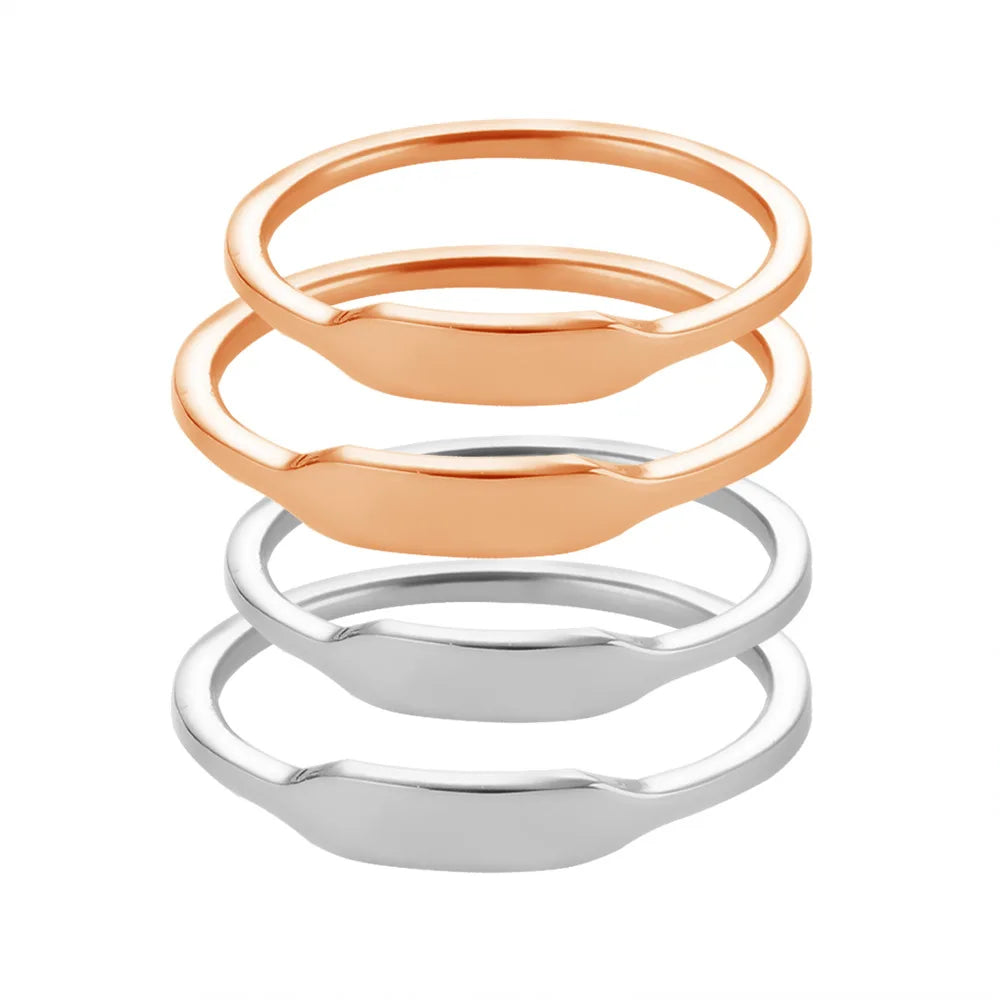 Customized Name Engravable Couple Rings Blank Engraving Ring for Girls Women Men