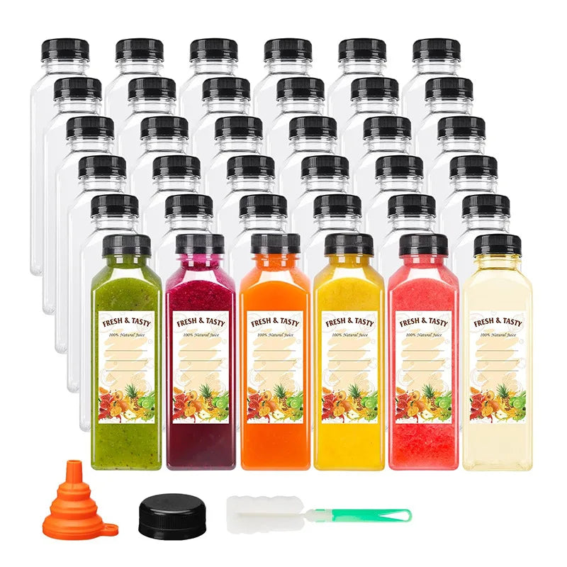 Custom Logo PET Wholesale Juice Bottle Screen Printed Square Container for Beverage Packaging Cold Drink Smoothie Tea Supply