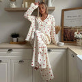 Printed Blouse and Wide Leg Pants Home Loungewear Sets Two Piece Clothing Pyjamas Women's Sleepwear Cotton Pajamas for Women Set