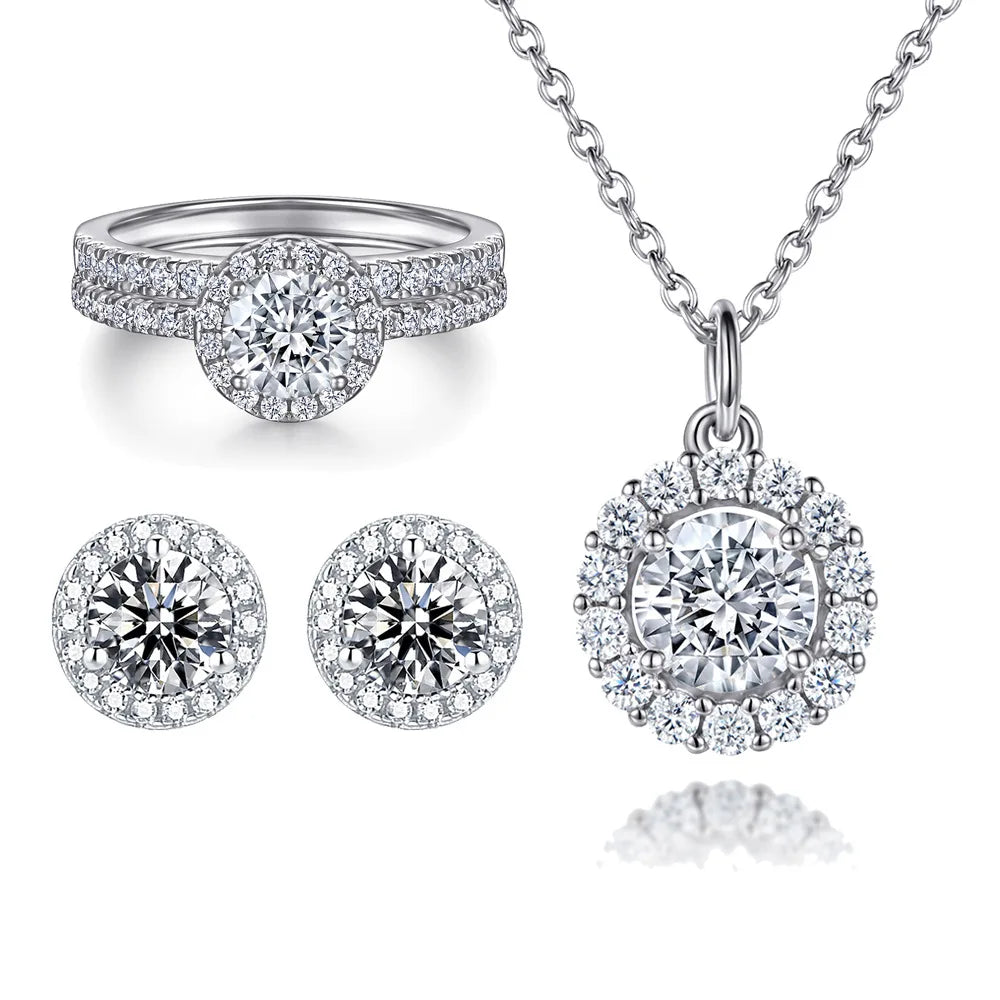 High Quality Jewelry Supplier 925 Silver Cubic Zirconia Set Waterproof Fine Jewelry Wholesale