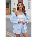 New Products Ideas 2025 Women's Sets Spring Summer New Pure Color Turn-down Collar Seven-eighths Sleeve Loose Shirt Shorts Set