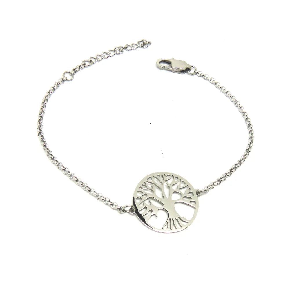 Tree Bracelet Charm Bijoux En Aci Inoxyd Round Bracelet Dijes Acero Inoxidable Bijoux Femme