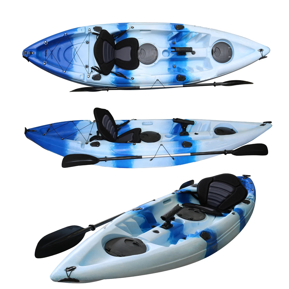 Single Seat 10ft Kayak with Trolley Sit-On-Top Fishing Kayak HDPE/LLDPE Hull Material Rivers Ocean Waters Touring Kayak