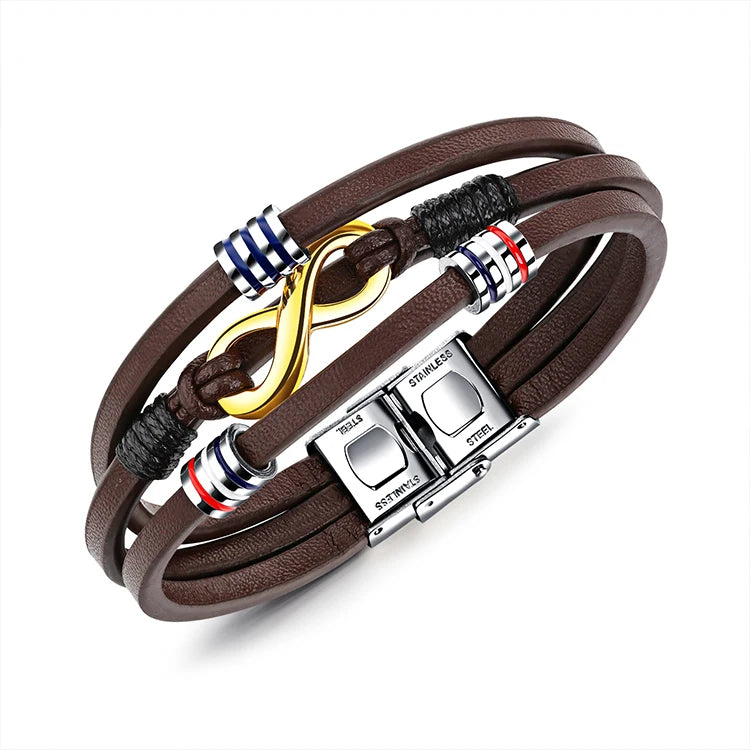 Wholesale Luxury Men's Fashion Charm Bracelet Infinity Leather Design MegaBDM