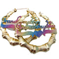 Custom Name Bamboo Shape Earrings Stainless Steel One Piece Custom Dropshipping Jewelry Gift