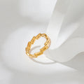 High End 18K Plain Gold Irregular Double Line Rings Stainless Steel Trendy Simple Gold Plated Jewelry