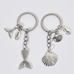 Creative Sea Shell Keychain Conch Crafts Beach Souvenir Gift Starfish Mermaid Metal Key Chains Women Bag Charm Pendant Key Rings