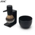 JDK Men's 3-in-1 Shaving Brush Set with Acrylic Stand Steel Bowl Super Badger Bristle Metal Handle for Shaving
