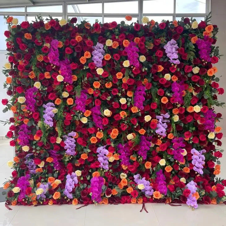 Wedding 3D Floral Panel Decoration Roll up Fabric Silk Artificial Flower White pink Backdrop Cloth Flower Wall for Wedding Decor