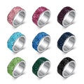 DAIHE Europe and America 8mm Crystal Zircon Rings High-Quality Stainless Steel Ring Waterproof