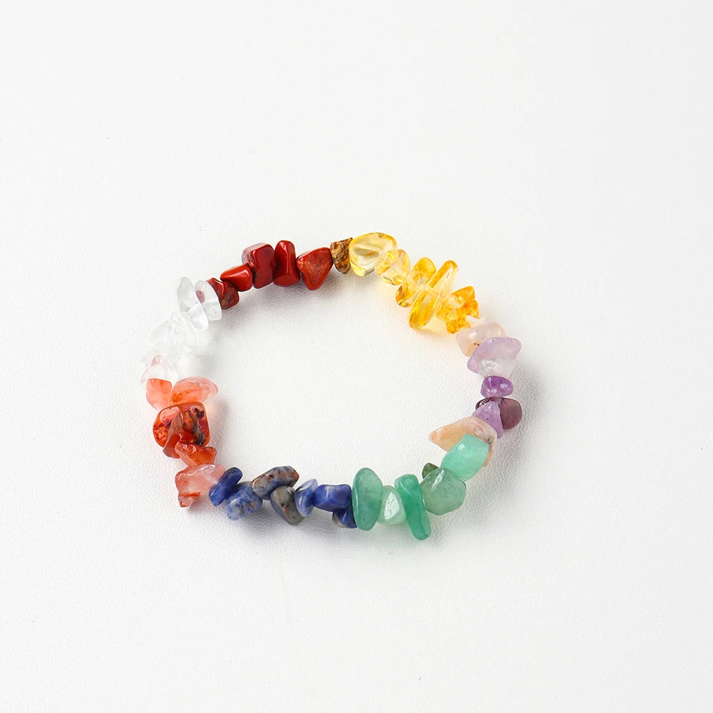 Wholesale Natural  Seven Chakra Crystal Chip Bracelet Healing Stone Jewelry for Gift