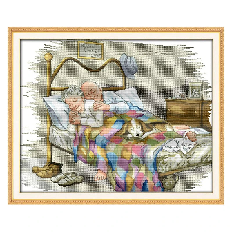 The Old Couple Chinese Cross Stitch Kit 11CT With Printed Pattern Diy Sweet Life Embroidery Wall Decor Painting Home Gift