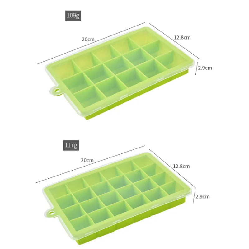 Durable 15-Hole Silicone Ice Cube Tray Mould with Lids BPA-Free and Eco-Friendly Easy Release Flexible Ice Mold Maker