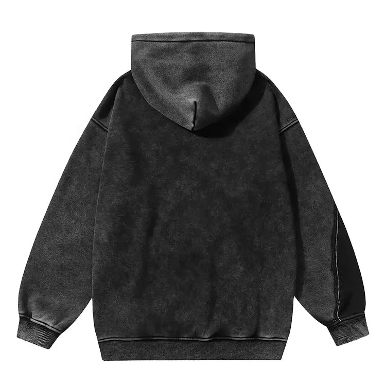 Customized Distressed Streetwear Men's Hoodies Sweatshirts Acid Wash Men's Hoodies