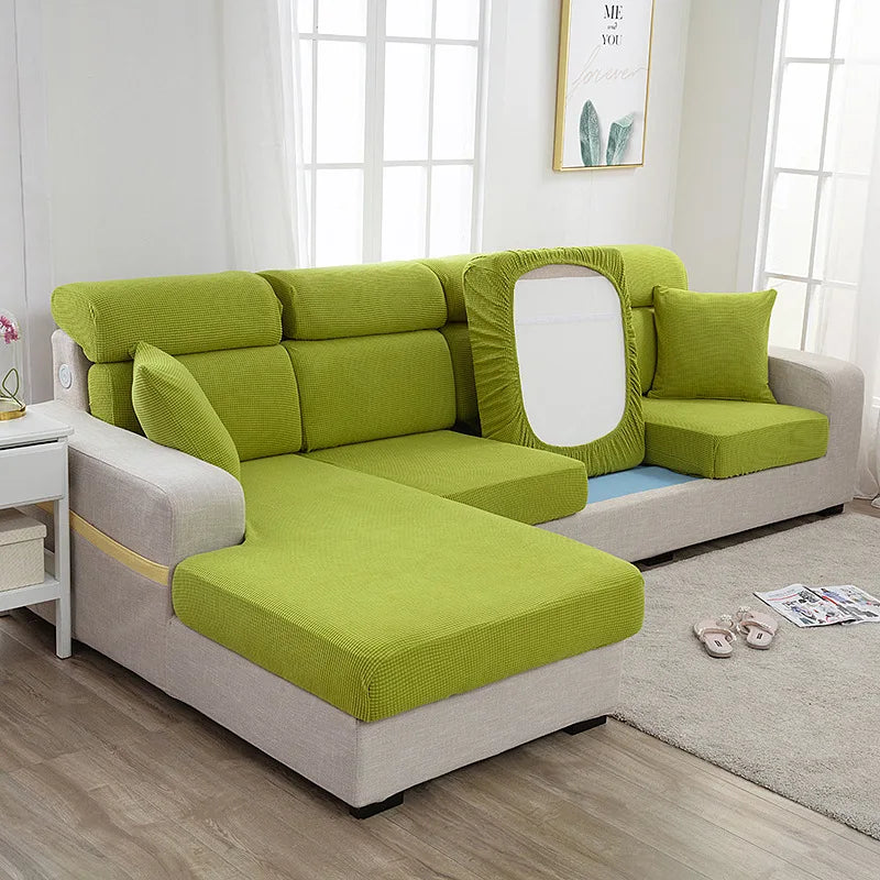 Xinlan Modern Sofa Cover Style L Shape 5 Seats Stretch Elastic Couch Slipcover Sofa Jacquard Cushion Cover
