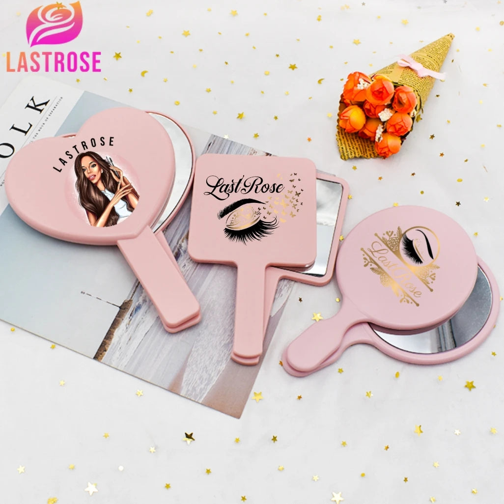 Beauty Mirror Handle Mirror Single Side Plastic Small Handheld Square Cosmetic Hand Mirrors