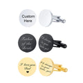 New Stainless Steel Cufflinks with Engraved Names Round & Square Styles-Gift for Business Men