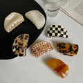 Korean Vintage Checker Hair Accessories Acrylic Acetate Colorful Yellow Striped Hair Claws Black and White Checkered Claw Clips
