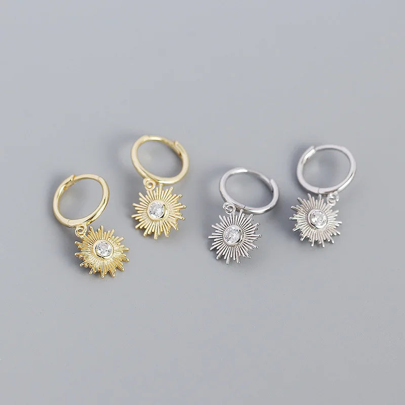 Wholesale New 925 Sterling Silver Earring Irregular Geometry Pendant Hoop Earrings for Women