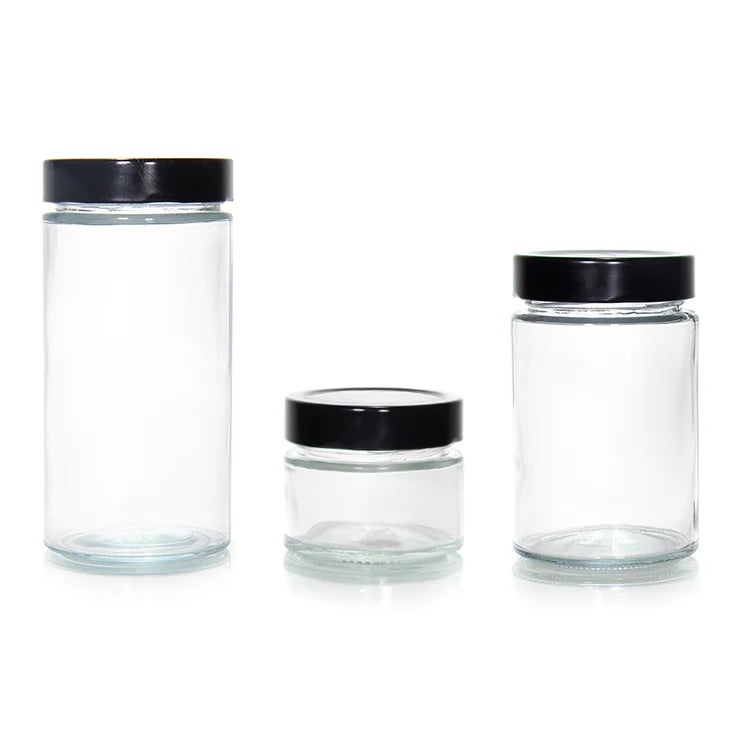 Transparent 750Ml 1L Cylinder Filling Food Storage Cans Jar Peanut Butter Use Glass Jar With Twist Off Lid