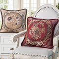 Jacquard Flower Pattern Square Decorative Throw Pillow Case Cushion Cover Classical Embroidery for Home Hotel Use Wholesale