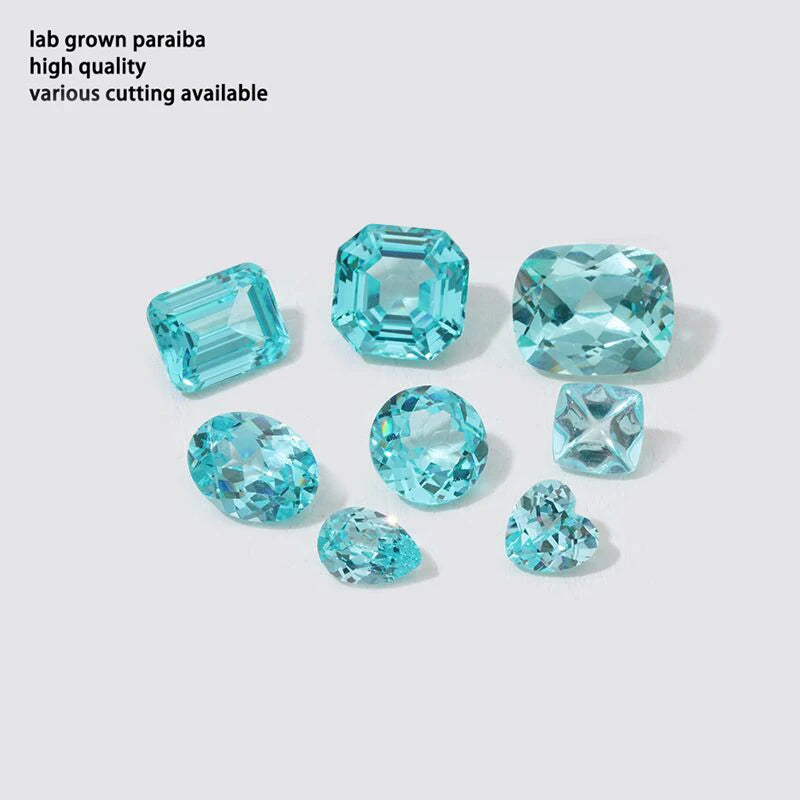 Starsgem Super Pretty Shiny Mint Lab Created Sapphire Ring Paraiba Stone
