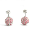Women Elegant Double Sided Crystal Rhinestone Ball Lady Earrings Ear Studs Gift
