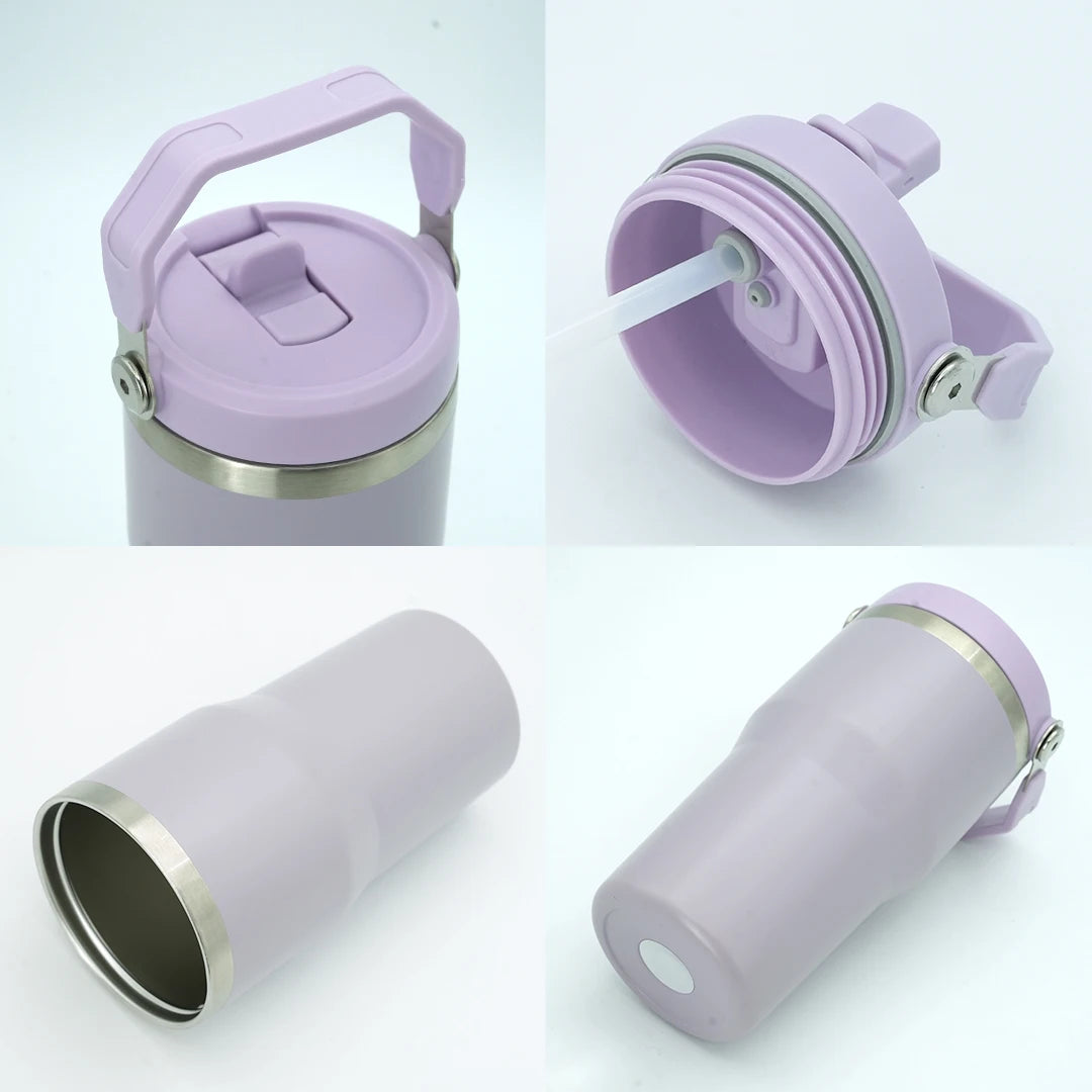 Premium 20oz Stainless Steel White Sports Portable Customizable Water Bottles with Straws Bulk Purchase