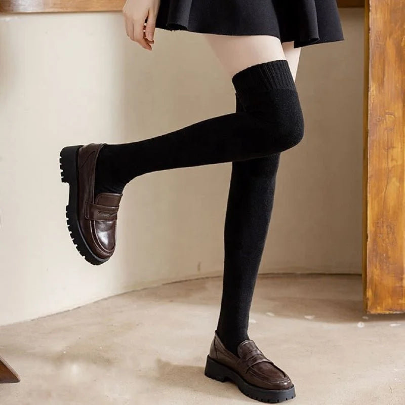 Wholesale Winter Thick Terry Warm Over the Knee Socks Women Long School Uniform Thigh High Socks