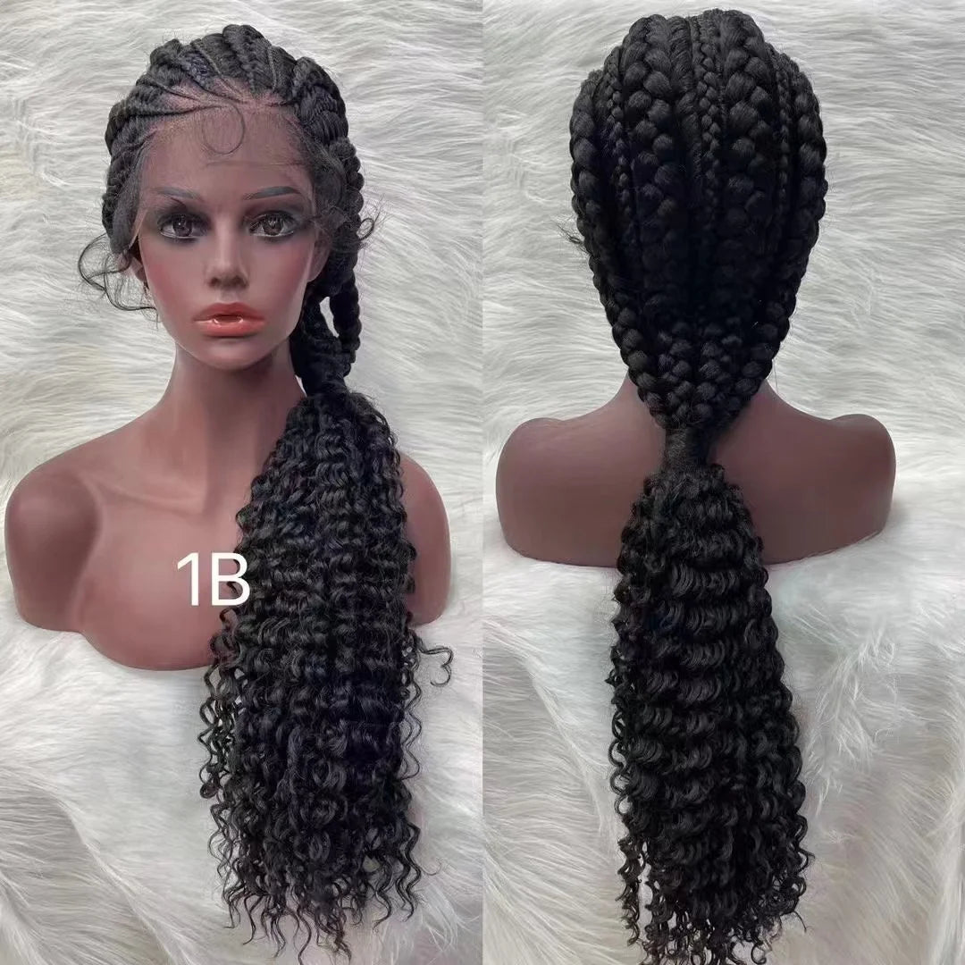 Wholesale Braid Hair Wigs Curly Hair Transparent Hd Lace Knotless Braided Wigs for Black Women Full Lace Frontal Wigs