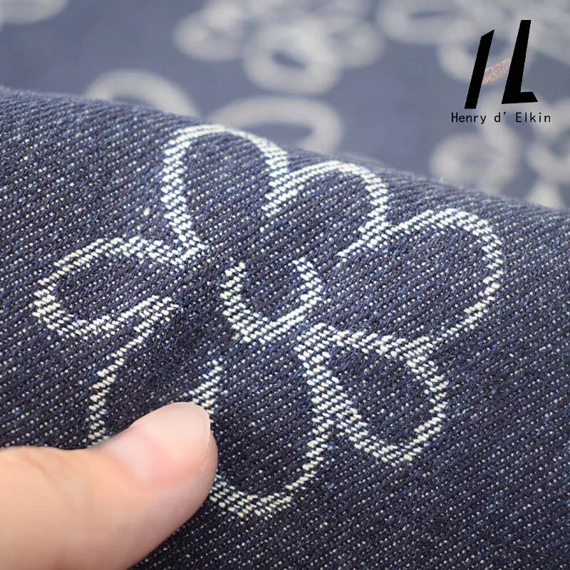 Wholesale Stock Spot Polyester Cotton Yarn Dyed Denim Fabric Custom Jacquard Denim Fabric Printed Jeans Fabric for Coat Jean