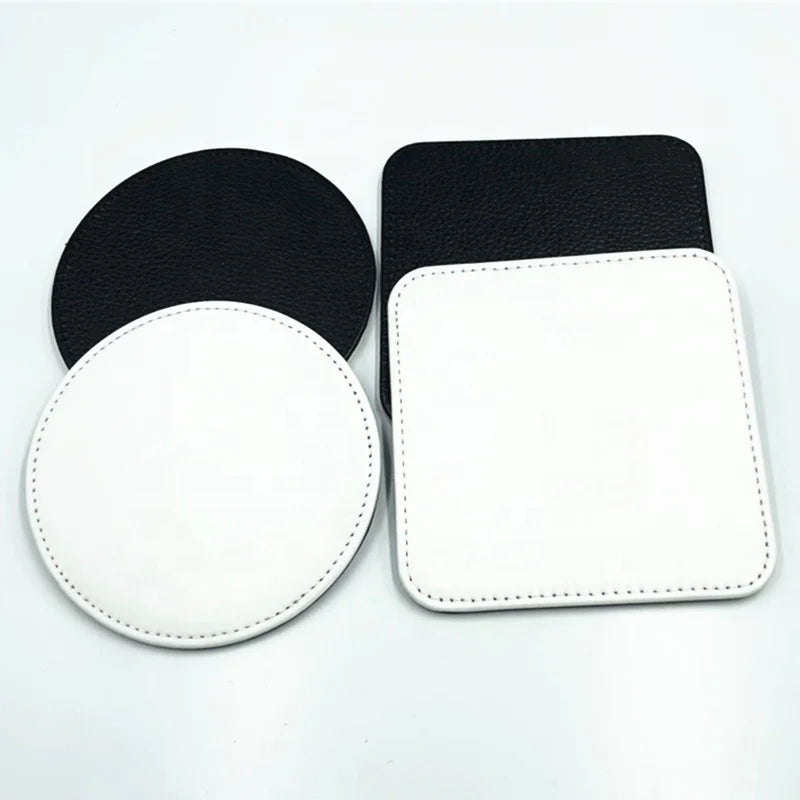 Square Drinks Coaster Cup Mat Mugs Pad White PU Leather Blanks Coasters for Sublimation