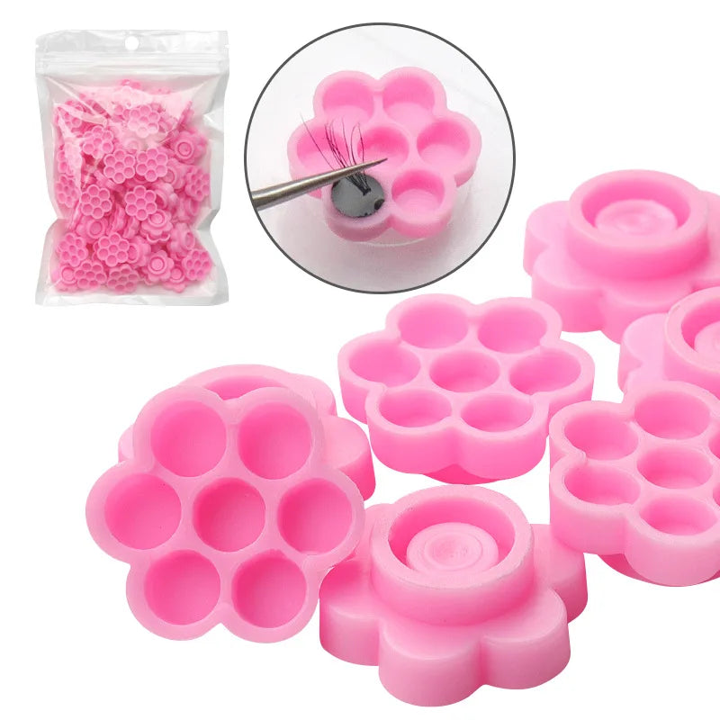 Flower Shape Glue Cup Delay Grafting Eyelash Extension Tray Wholesale Blooming Glue Cup Glue Cups Flower Shape