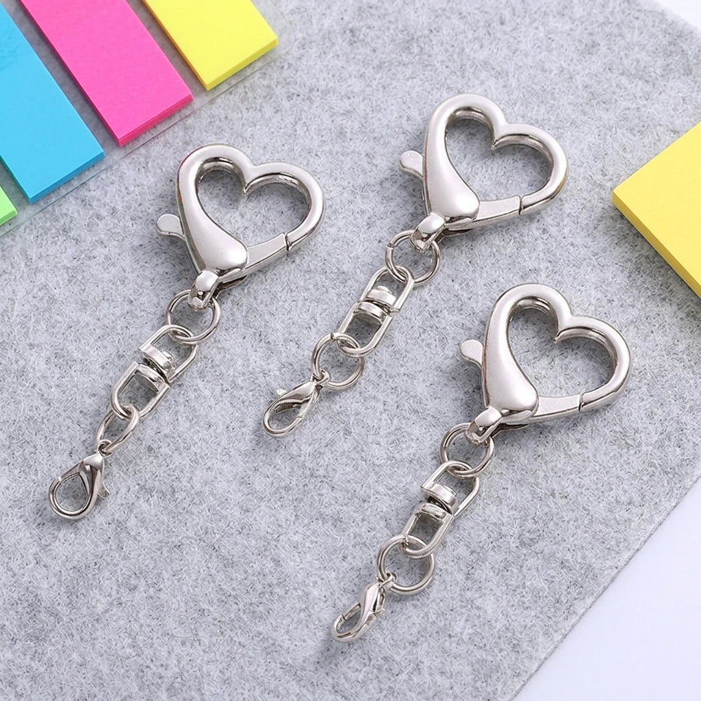 Wholesale Silver Heart Shape 8 Lobster Zinc Alley Key Ring DIY Accessories