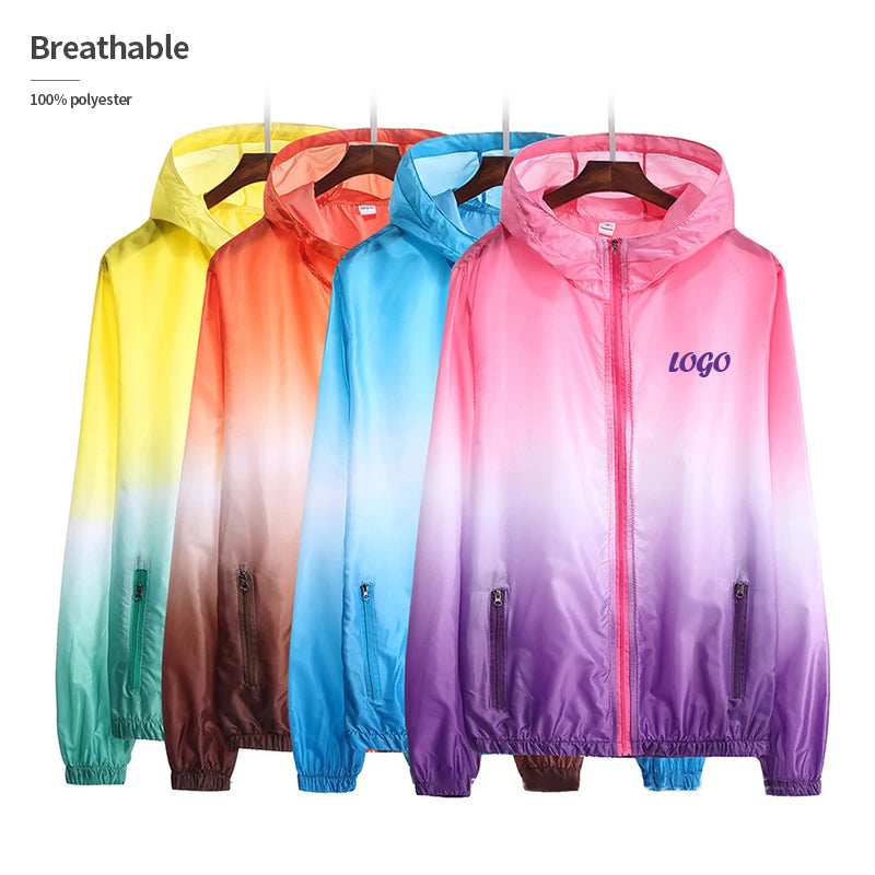 Unisex Summer Sports Safari Jacket Skin Suit Hood 100% Polyester Breathable Quick-Drying Custom OEM Print Casual Thin Style