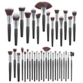 40pcs Custom logo Professional Makeup Brush Set Soft Hair Black Silver Wood Handle Long Luxury Makeup Brushes Brush Set