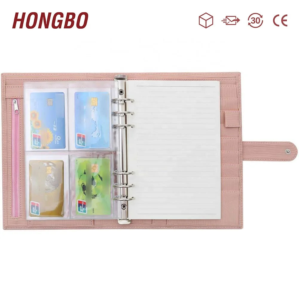 FB TK Best Selling 6 Hole Transparent Card Pockets A5 Size Binders/Photo Albums/Agenda Planner Covers with 4 Pouches