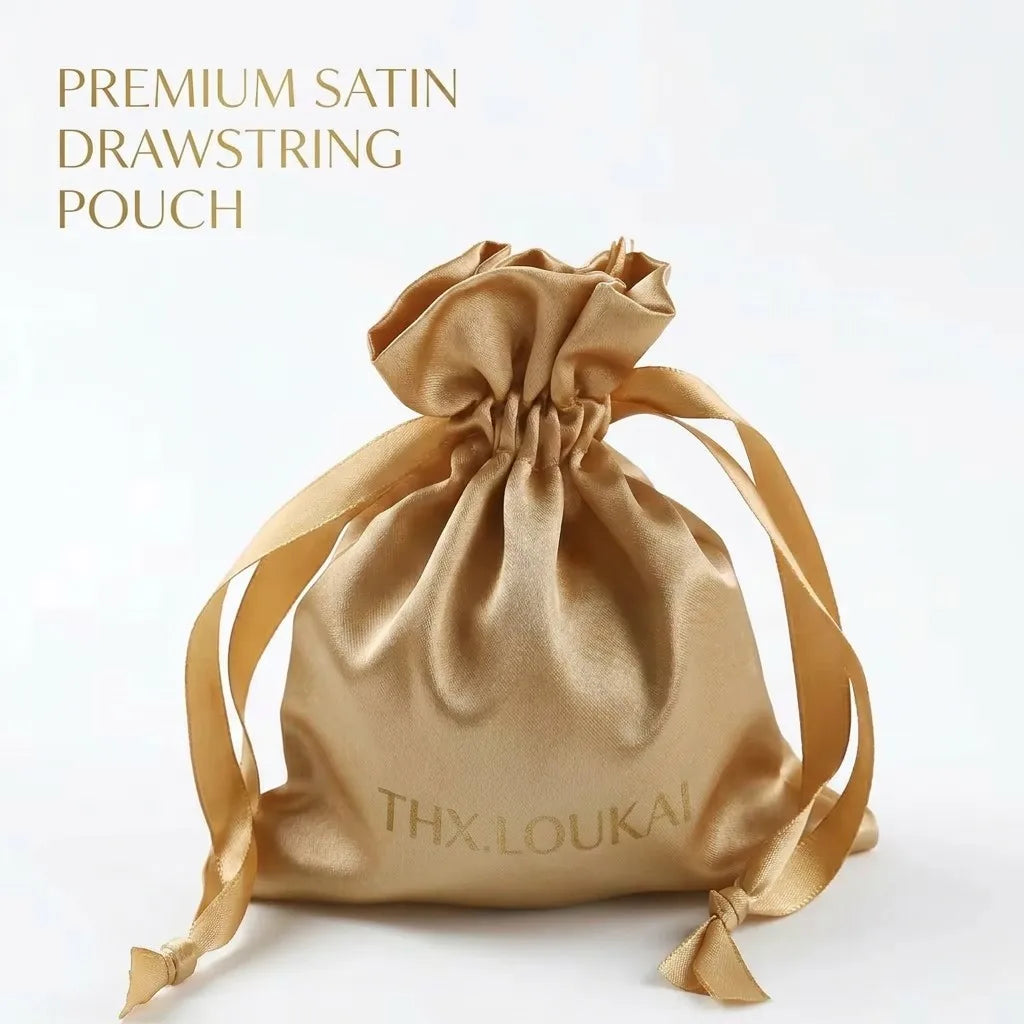 High Quality Gold Satin Silk Recyclable Customizable Jewelry Gift Dust Pouch Packaging Drawstring Any Size Satin Bag Printing