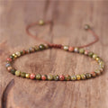 4mm Gemstone Unakite Bead Dainty Bracelet for Women Yoga Natural Stone Adjustable Minimalist Bracelet Jewelry Dropship Wholesale Popular Jewelry