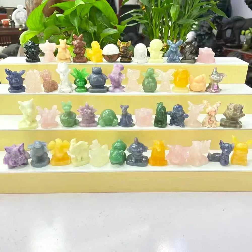 Wholesale Bulk Custom 5-6cm Pokemon Carvings Crystals Spiritual Meditation Fengshui Ornaments for Healing Animation Carving