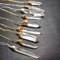 Healing Crystal Fashion Jewelry Colombian Lemurian Quartz Hand Wrapped Pendant Necklace