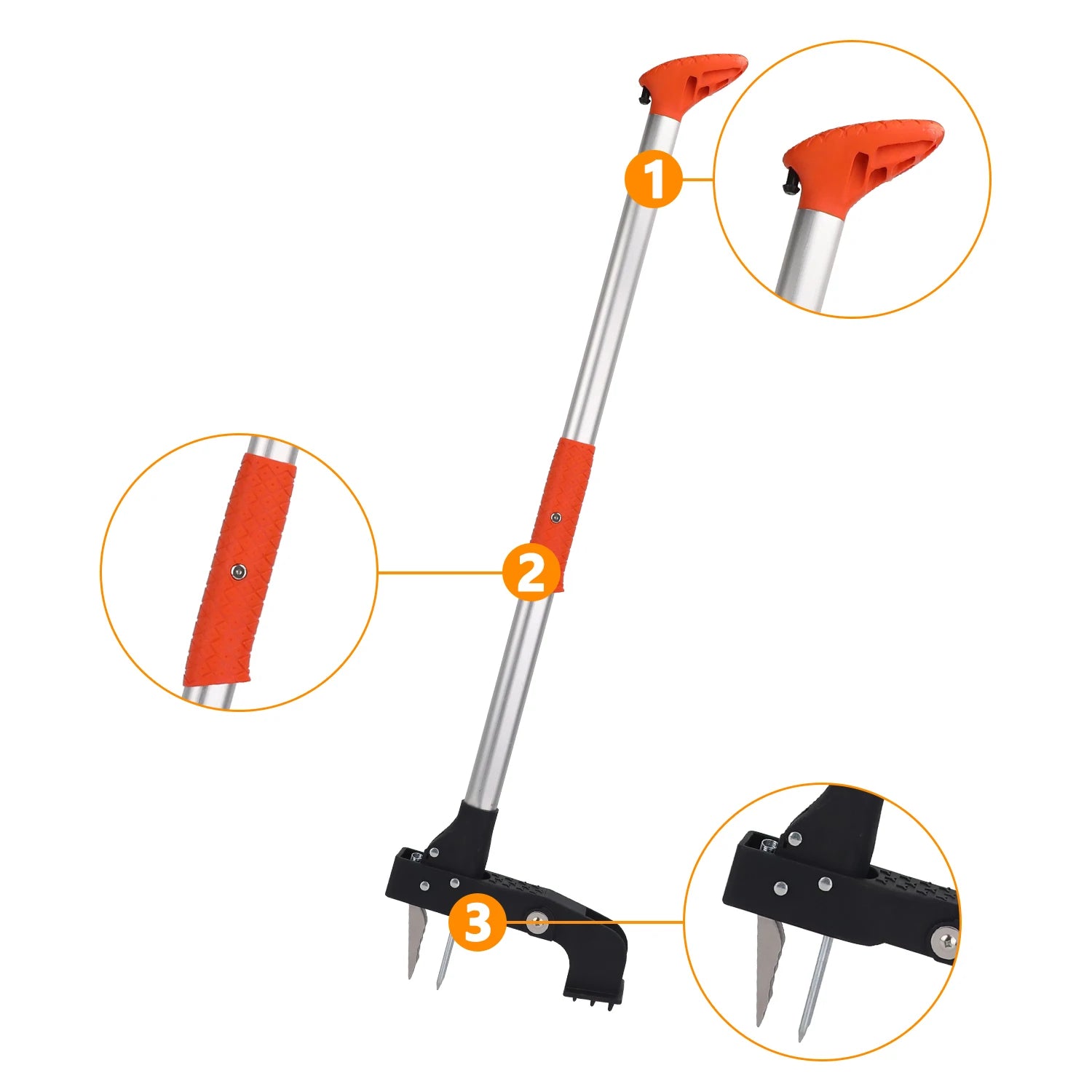 Landscape Aluminum Handle Stand-up Hand Garden Weeder Cultivator Manual Weed Remover Cutter