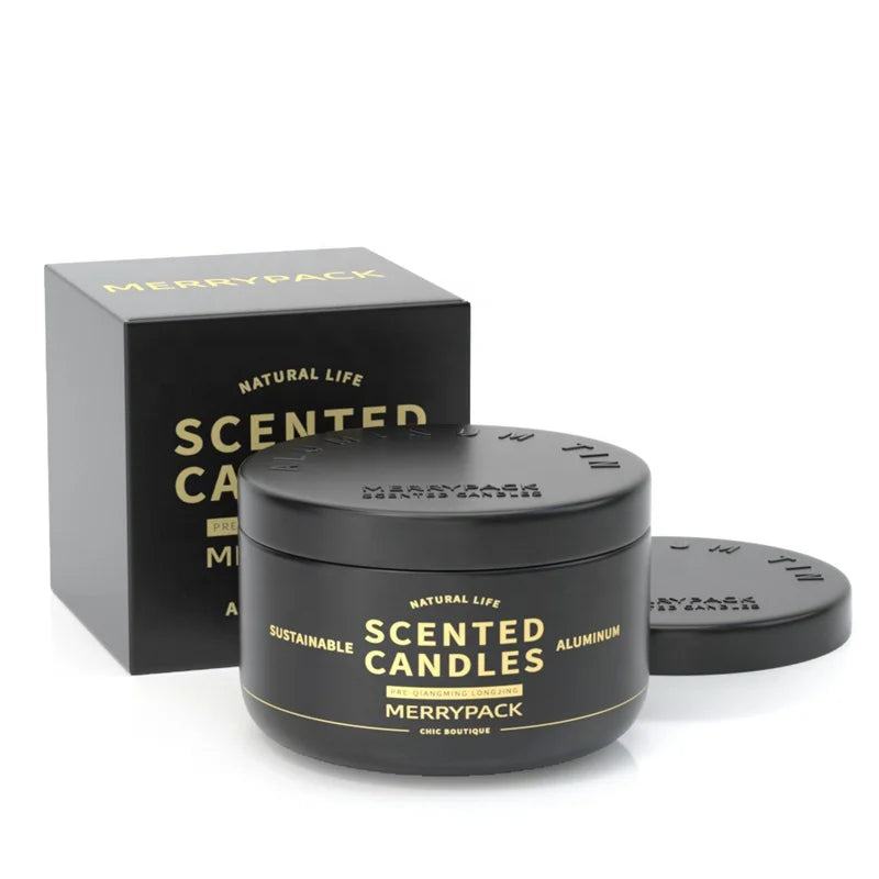 Customized 2oz Mini Aluminum Candle Tin Matte Black 50ml Packaging 53*37mm Miniature Scented Candles Jar