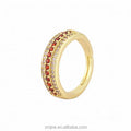 European and American Fashion Ins Style Three-Row Micro-Inlaid Zircon Ring Open Ring Female Korean Version of Moissanite Jewelry