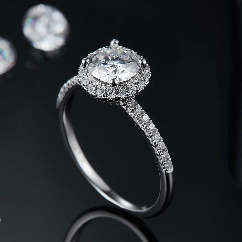 RINNTIN SMR65 Euramerican Popularity Classic S925 Sterling Silver Moissanites Diamond Rings Wedding Fine Jewelry Women Rings