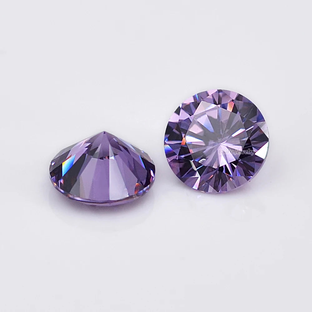 BaiFu Jewelry Hot Sale Top Quality 8mm Round Light Amethyst CZ
