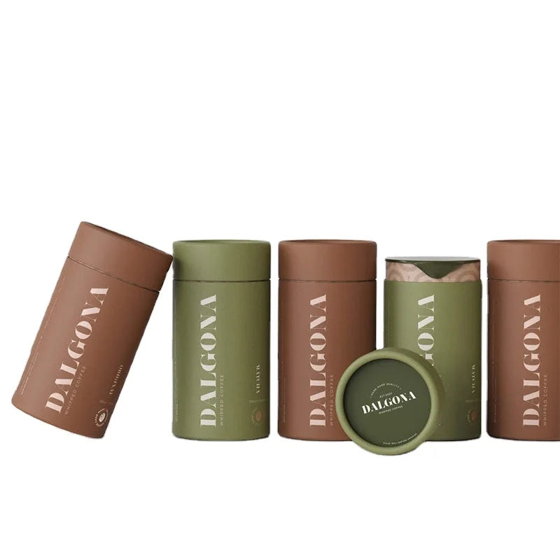 Custom Printed Recyclable Tea Coffee Bean Cylinder Packaging Box Eco-Friendly Paper Tube Vanishing Printing Cardboard Packaging