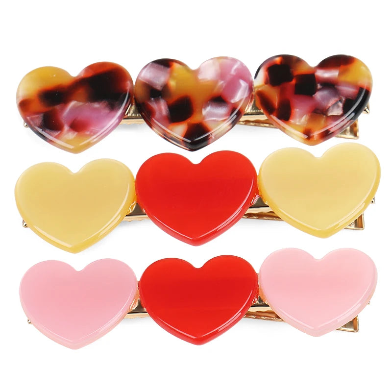 Japanese and Korean Style Girls Hair Clips Heart Shaped Acetate Duckbill Clip Acetic Acid Alligator Clip