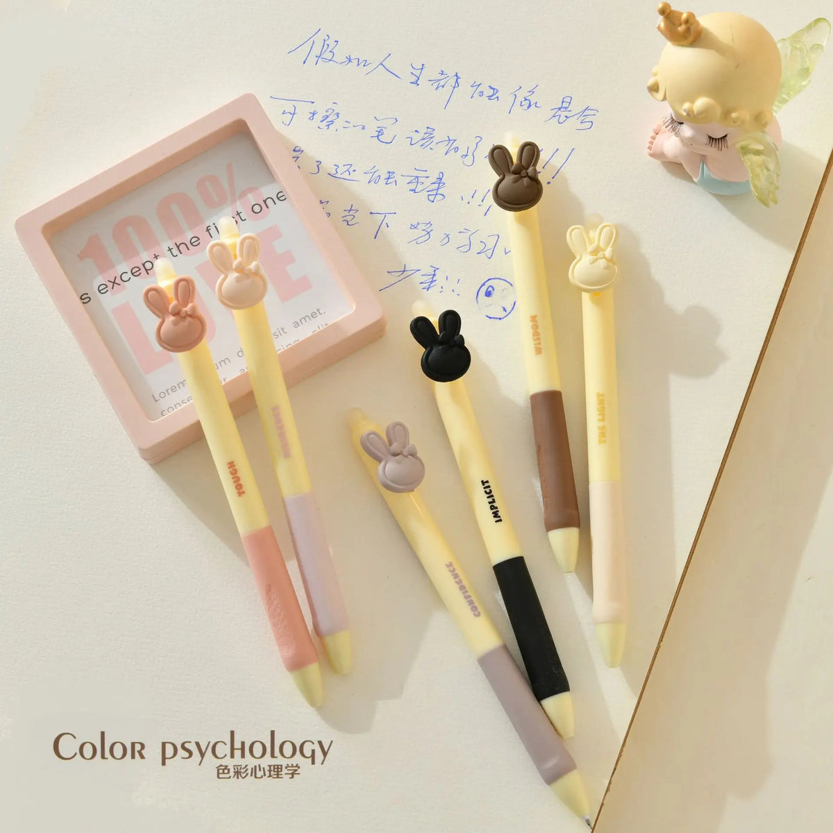 Creative Rabbit Metal Clip Gel Pen Cute Cartoon Student Signature Pen in Black 0.5mm Writing Width Neutral Color Made Plastic