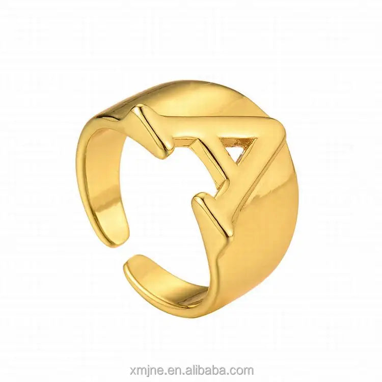 English Letter Ring Opening Adjustable Ring